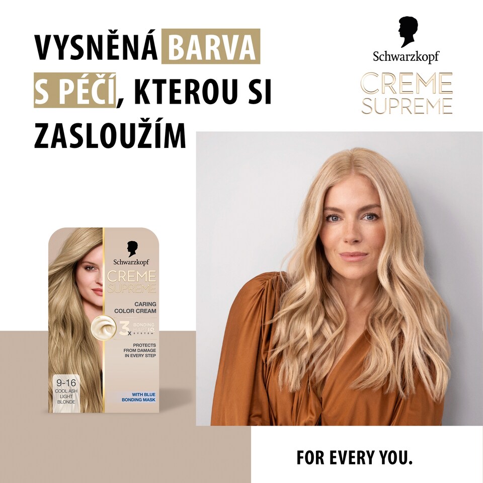 Obrázek 1 pro produkt Schwarzkopf Creme Supreme Pečující barvicí krém 9-16 chladná popelavá velmi světlá blond