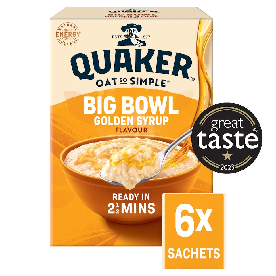 image 1 of Quaker Big Bowl Golden Syrup Porridge Sachets 6x49.6g