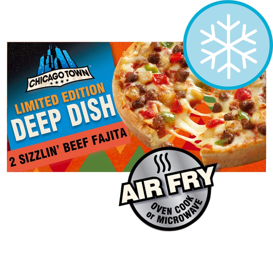 Chicago Town Limited Edition Deep Dish Mexican Beef Fajita Pizzas 2 x 165g