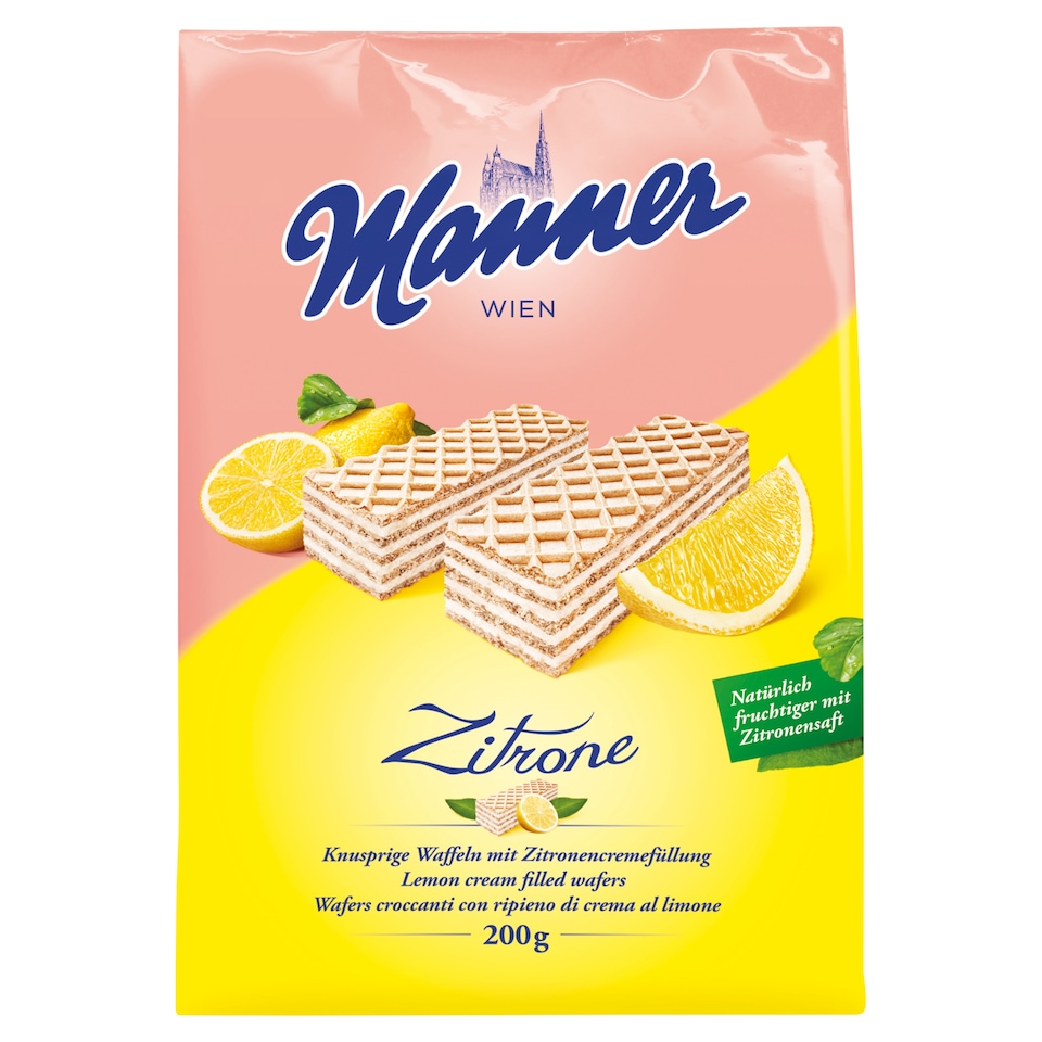 Manner Zitrone chrumkavé oblátky s krémovou náplňou s príchuťou citróna 200 g