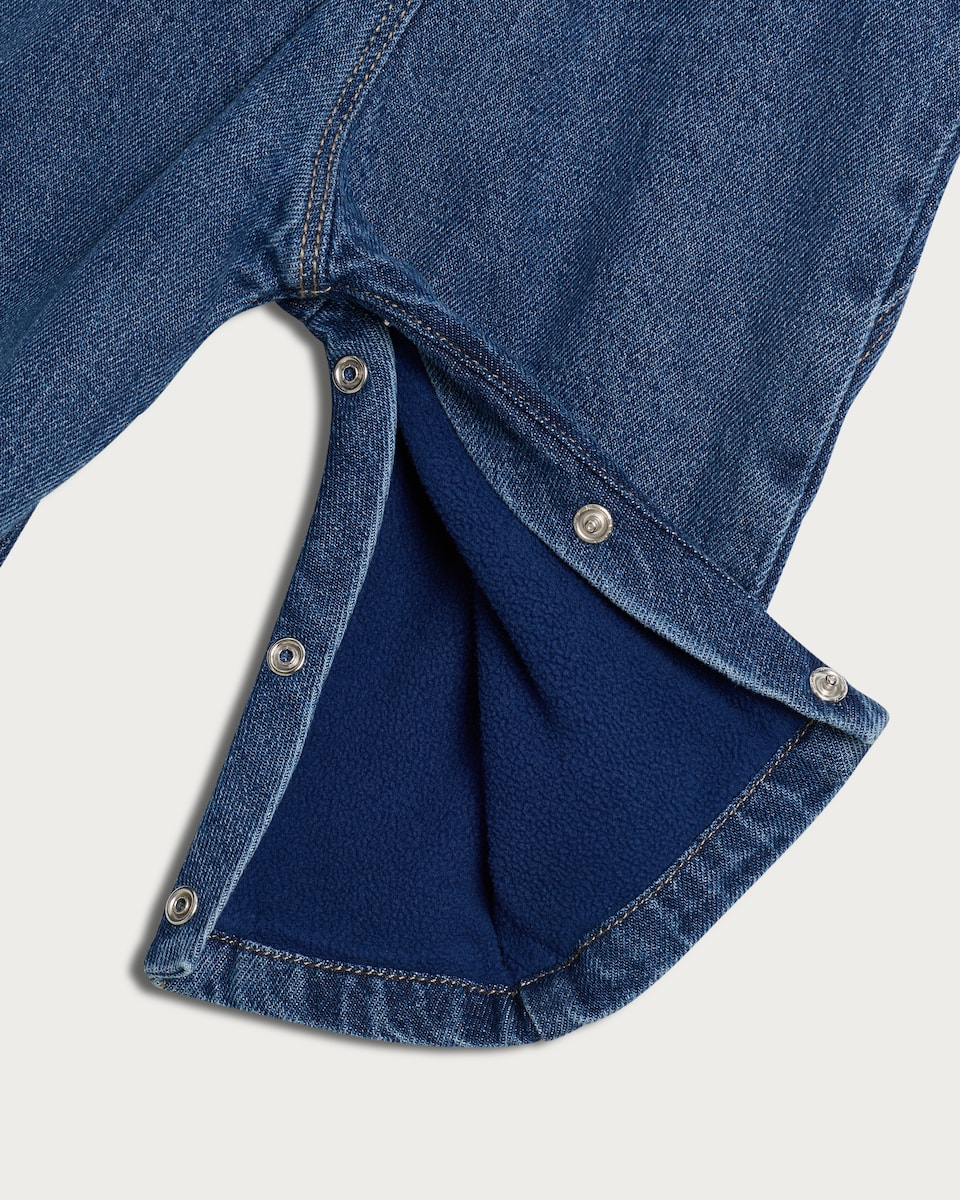 image 1 of F&F Baby 2-Piece Pure Cotton Bodysuit and Dungarees Set in Blue