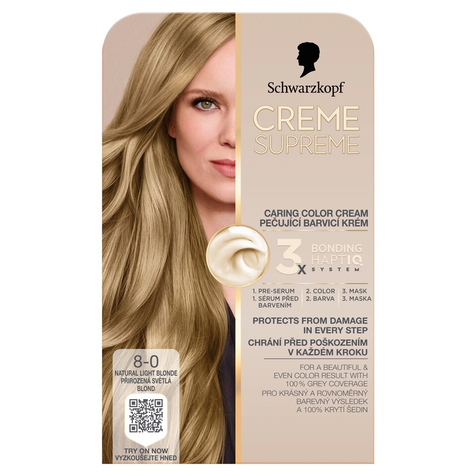 image 1 of Schwarzkopf Creme Supreme Permanent Color Creme 8-0 Natural Light Blonde