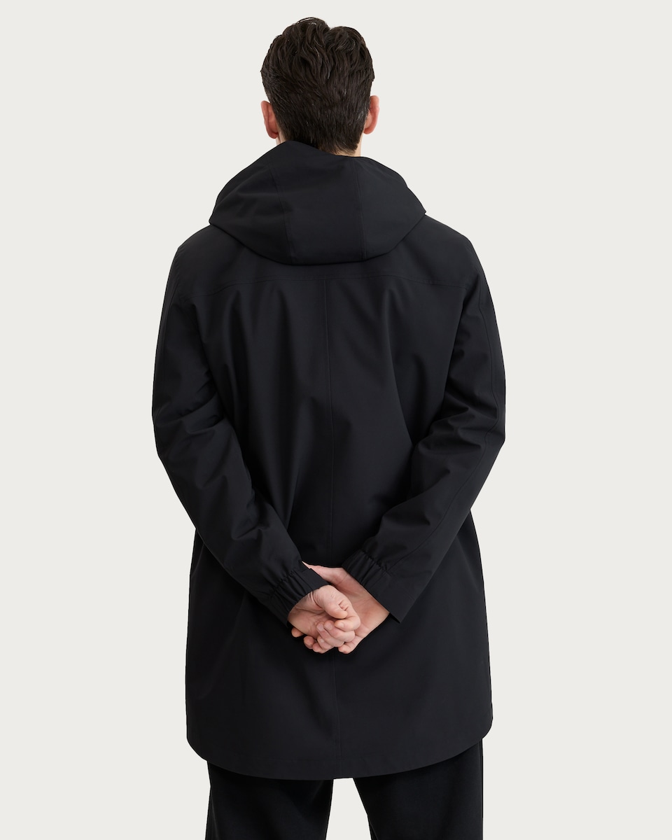 image 1 of The F&F Edit Hooded Longline Coat in Black
