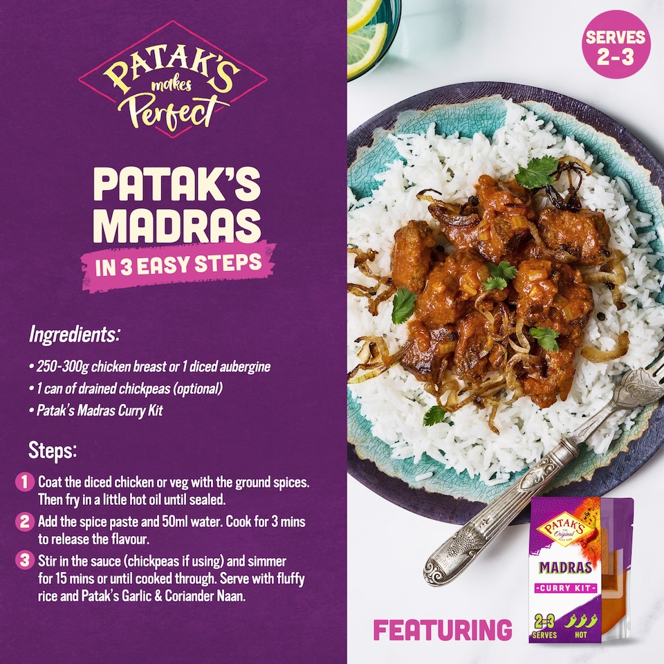 image 1 of Patak's Madras Spicy & Tangy Curry Kit 270G