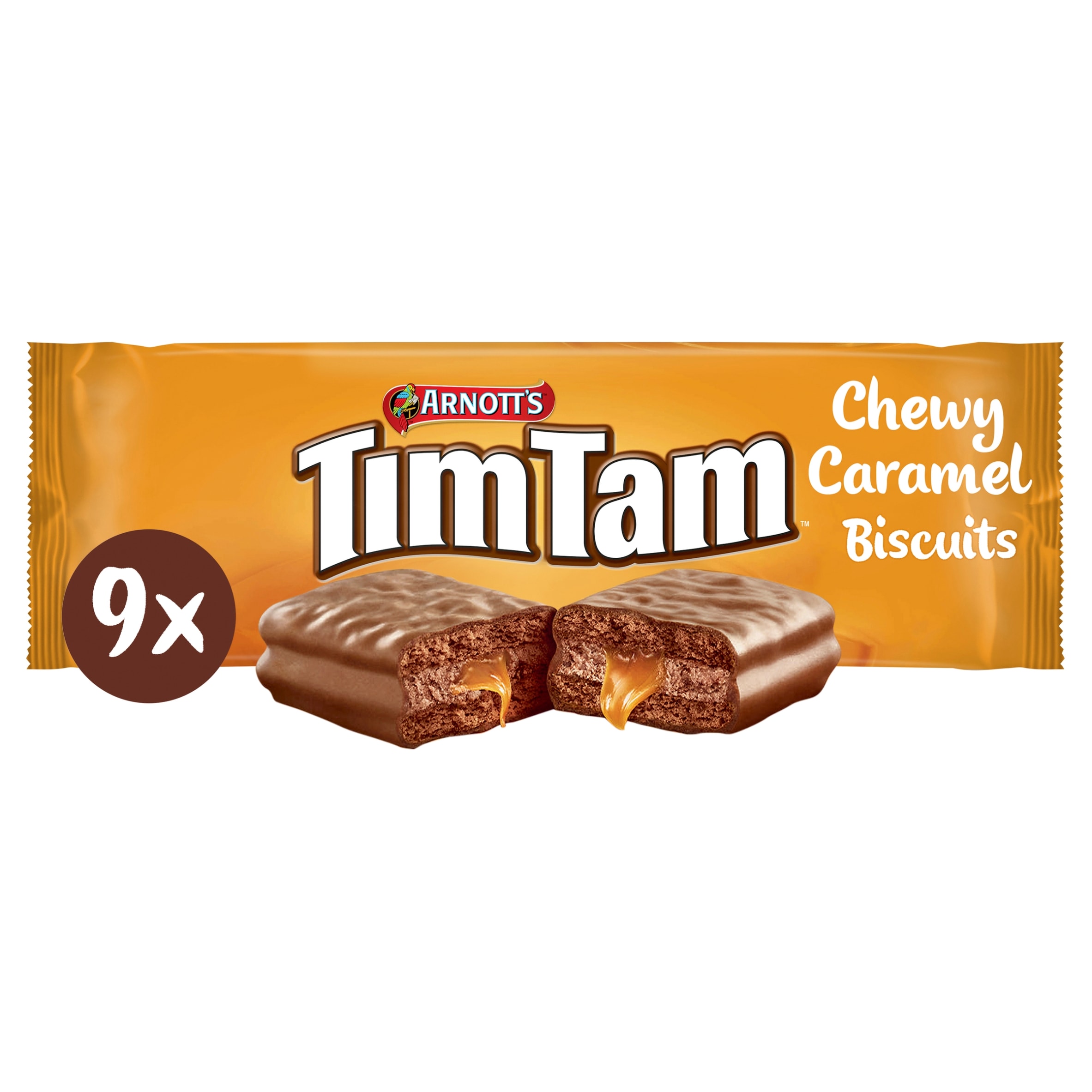 Tim Tam Chewy Caramel Chocolatey Biscuit Bars 9 Pieces 175g