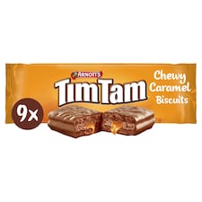 Tim Tam Chewy Caramel Chocolatey Biscuit Bars 9 Pieces 175g