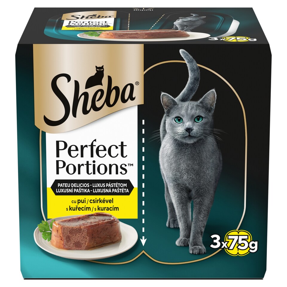 Sheba Perfect Portions Luxusní paštika s kuřecím 3 x 75g (225g)