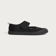 F&F School Girls Bow Detail Mary Jane Plimsolls in Black