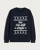 image 4 of F&F Cotton Rich Yes I'm Still Single Slogan Christmas Sweatshirt in Navy