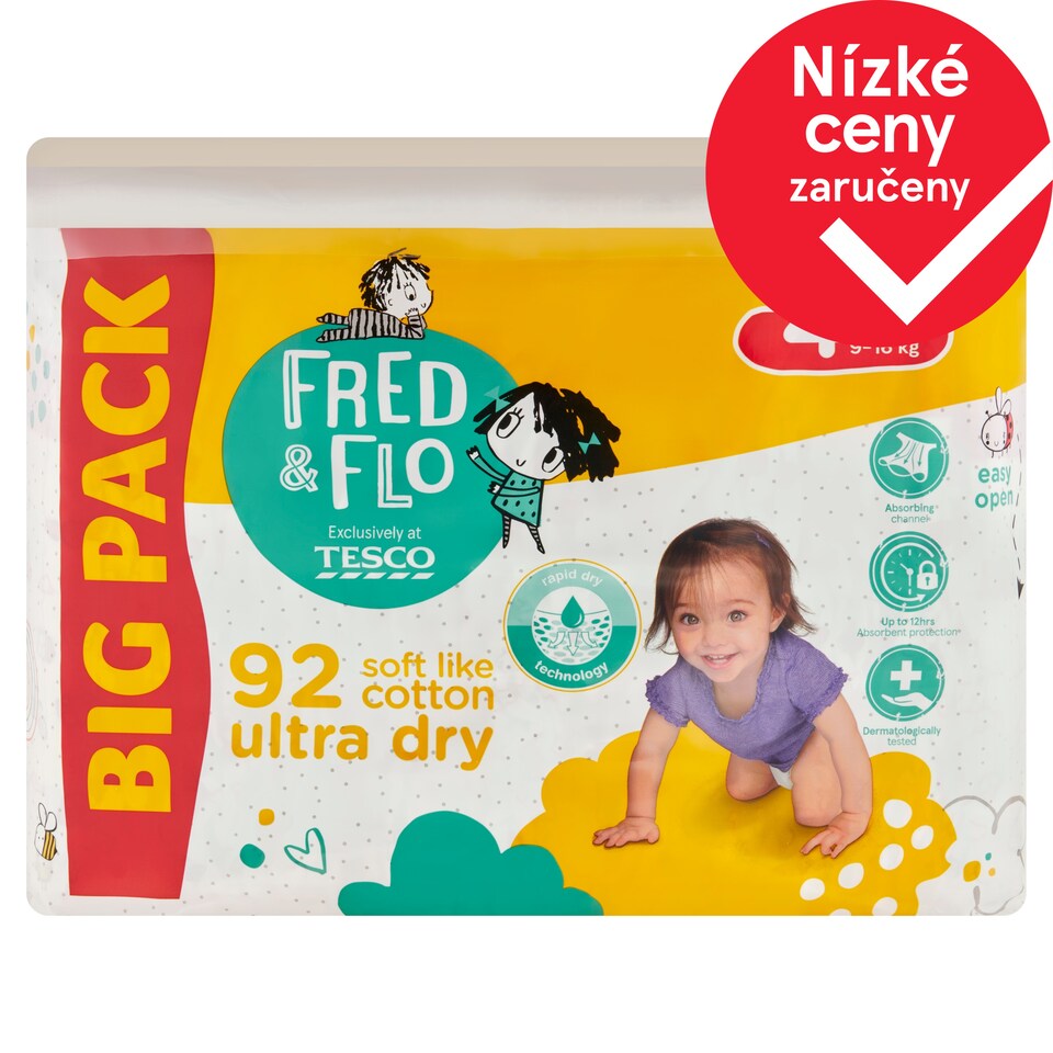 Obrázek 1 pro produkt Fred & Flo Pleny 4+ Maxi 9-16 kg 92 ks