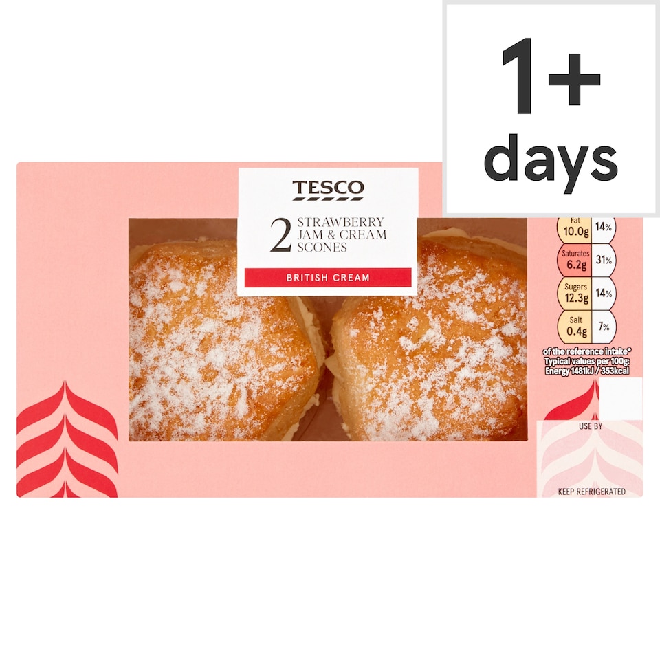 Tesco Strawberry Jam & Cream Scones 2 Pack