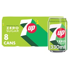 7UP Zero Sugar Lemon & Lime Cans 8 x 330ml