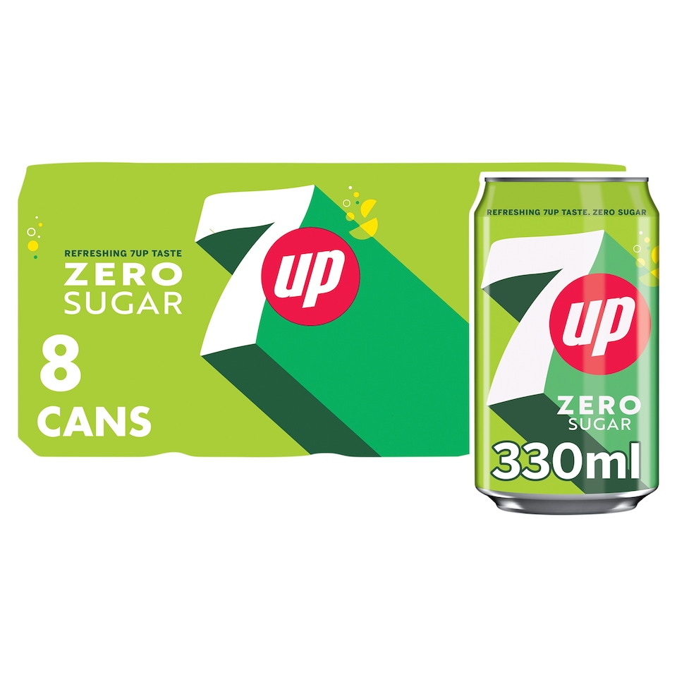 7UP Zero Sugar Lemon & Lime Cans 8 x 330ml