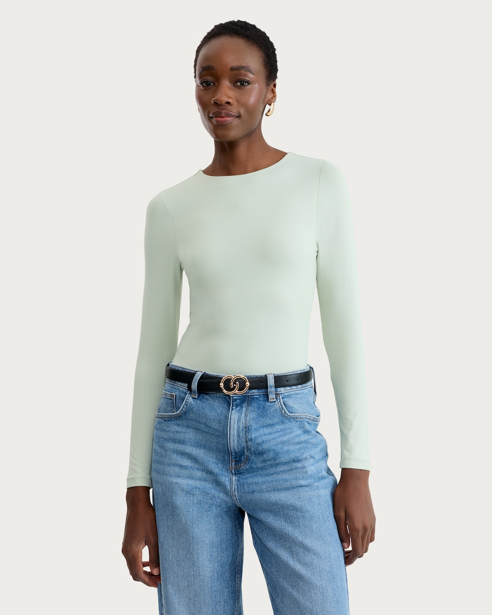 image 1 of F&F Polyamide Long Sleeved Bodysuit in Green