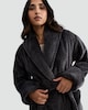 image 1 of F&F Fleece Honeycomb Textured Dressing Gown in Grey
