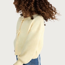 F&F Girls Textured Bow Detail Cardigan in Yellow