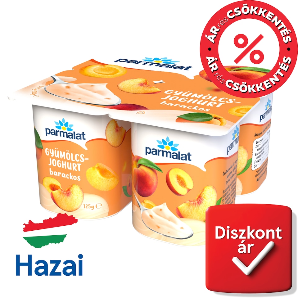 Parmalat barackos gyümölcsjoghurt 4 x 125 g 