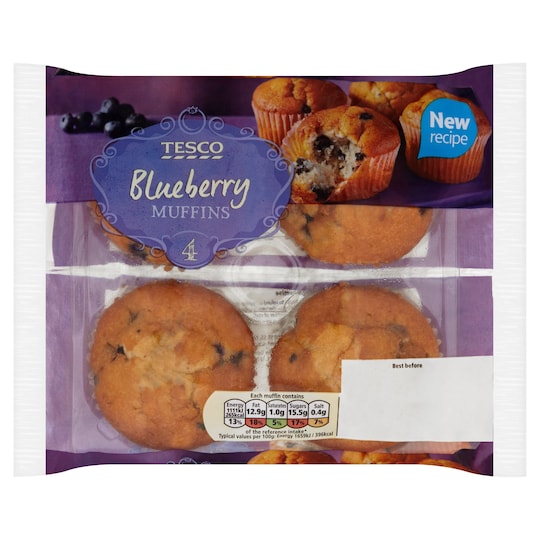 Tesco 4 Blueberry Muffins Tesco Groceries