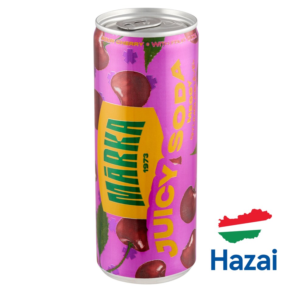 Márka Juicy Soda meggy szénsavas üdítőital cukorral és édesítőszerrel 250 ml