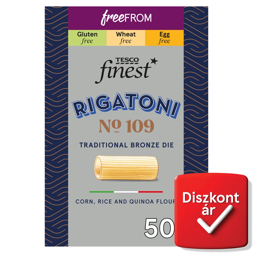 Tesco Finest Free From Rigatoni gluténmentes, tojásmentes száraztészta 500 g