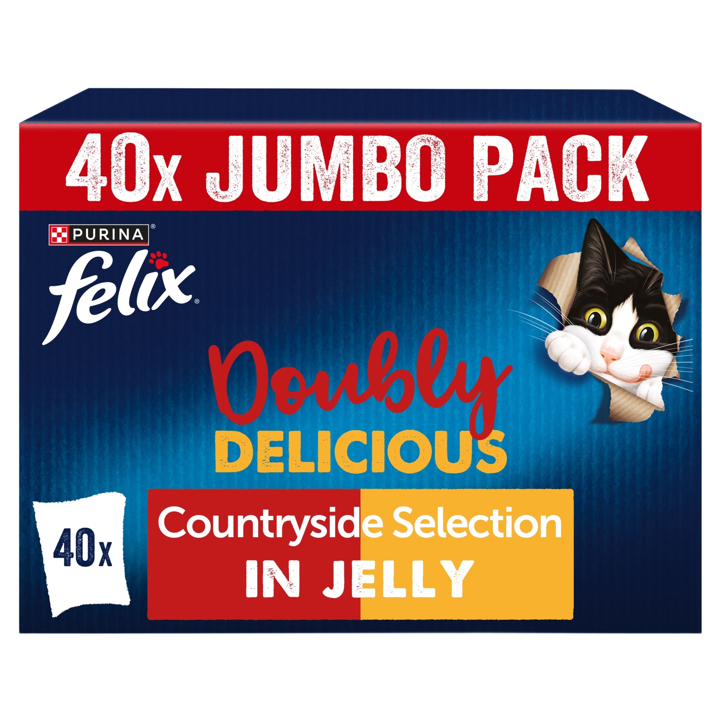 Felix Doubly Delicious Meat Countryside Selection in Jelly Wet Cat Food 40x85g