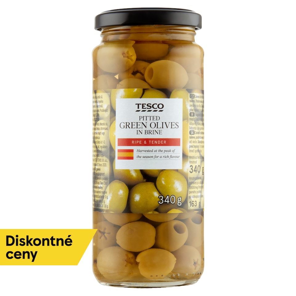 Tesco Pitted Green Olives in Brine 340 g