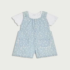 F&F Baby 2-Piece Pure Cotton Floral Set in Blue