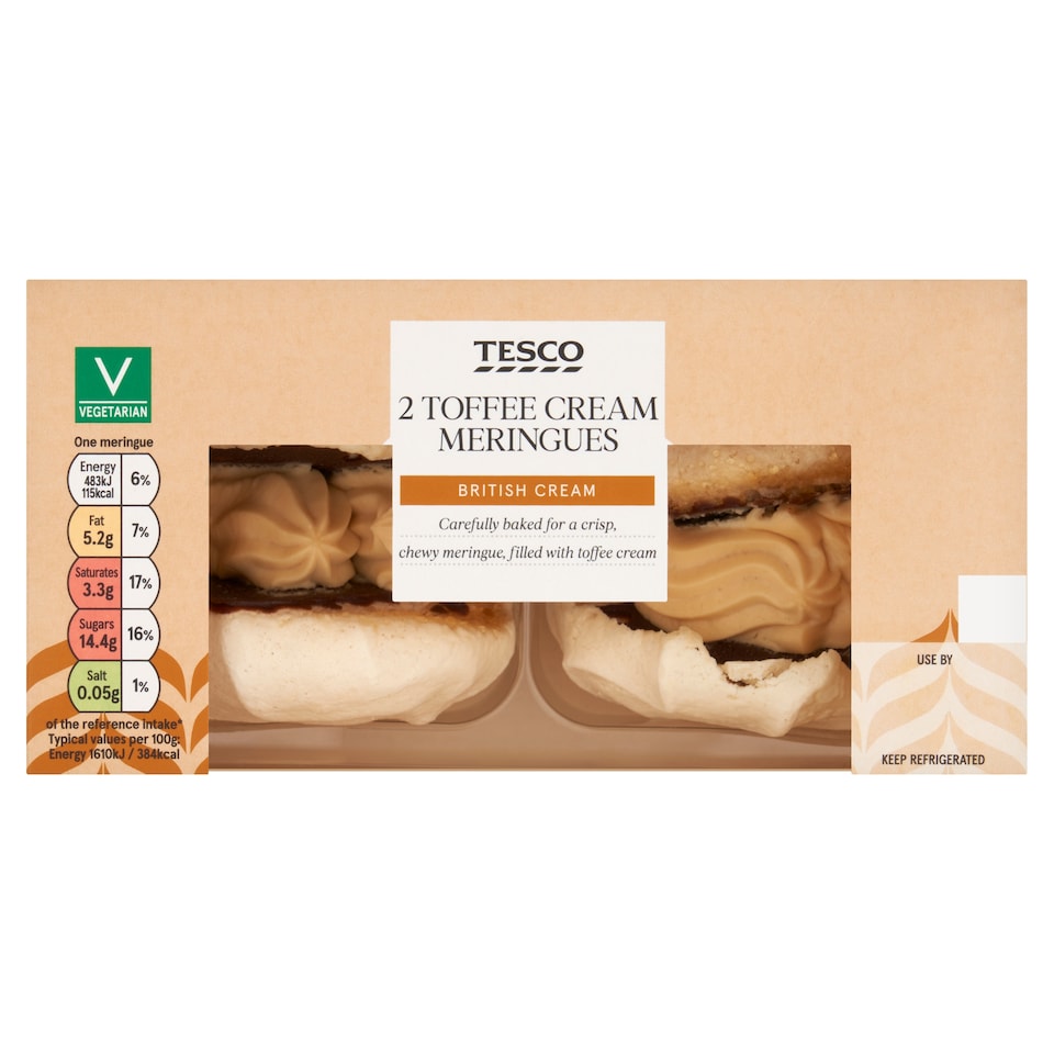 Tesco Fresh Toffee Cream Meringues 2 Pack 60g