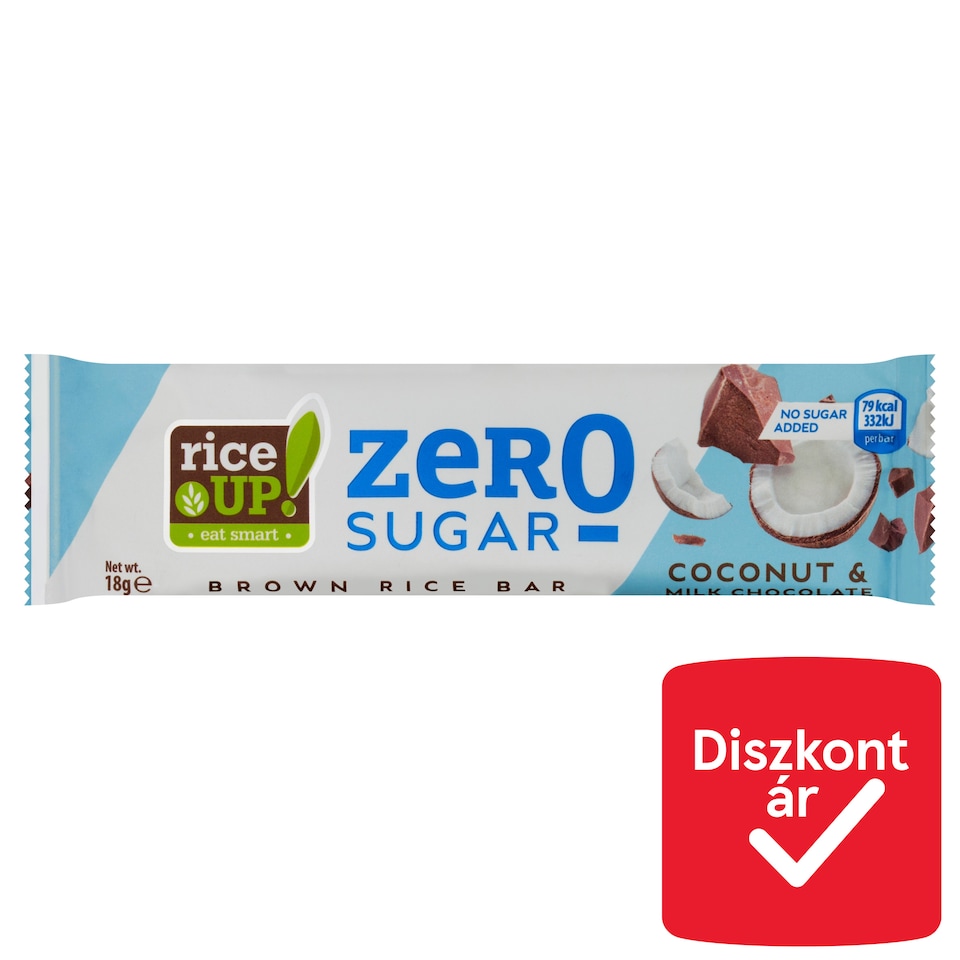 image 1 of RiceUp! Zero Sugar Coconut & Milk Chocolate Brown Rice Bar 18 g
