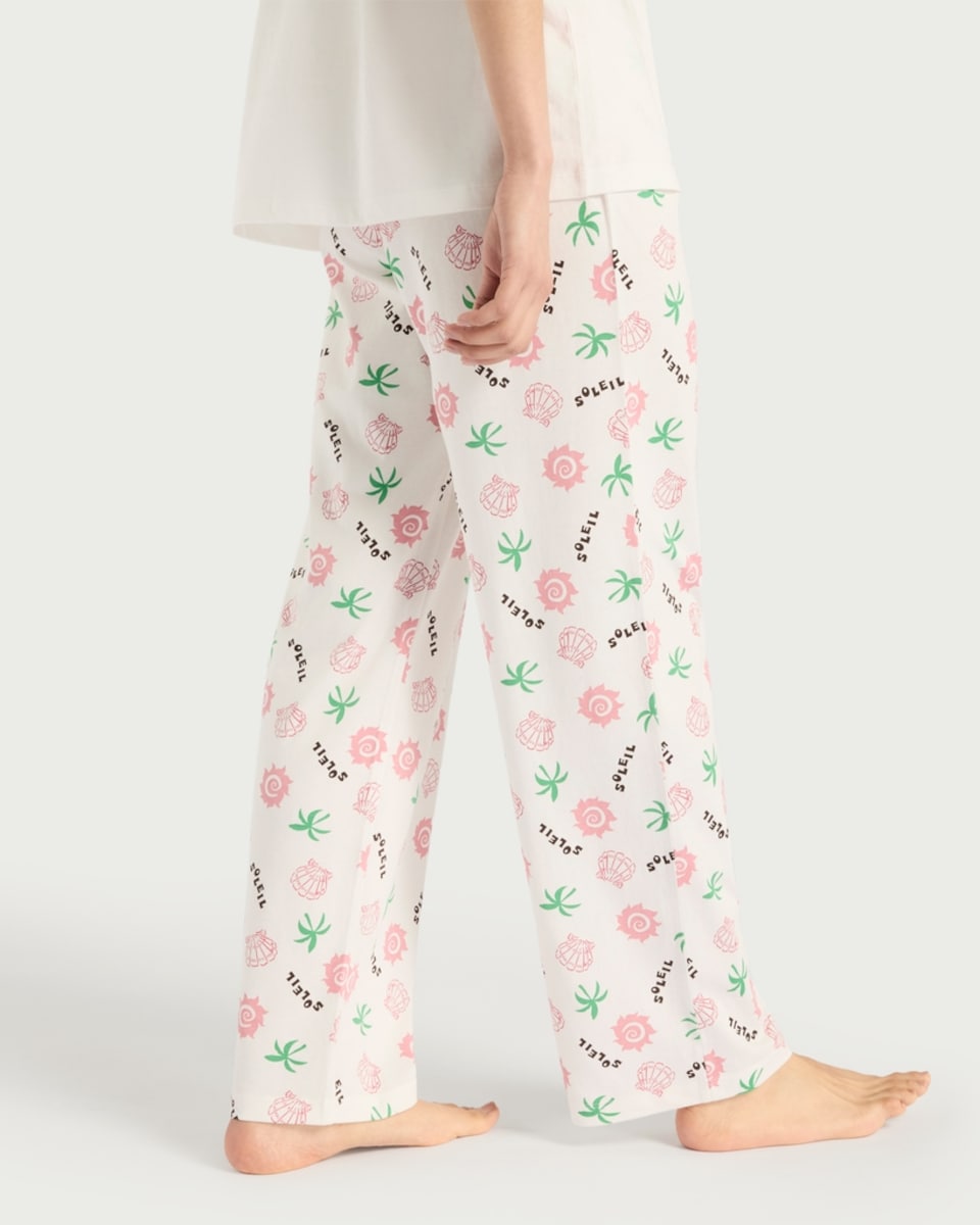 image 1 of F&F Pure Cotton Soleil Print Pyjama Bottoms in Multi White