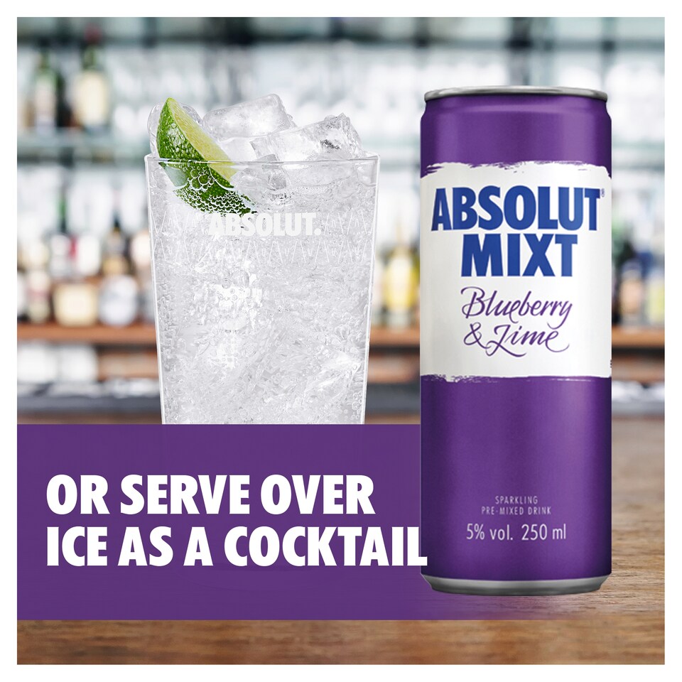 image 1 of Absolut Mixt Blueberry And Lime Vodka 250Ml Can