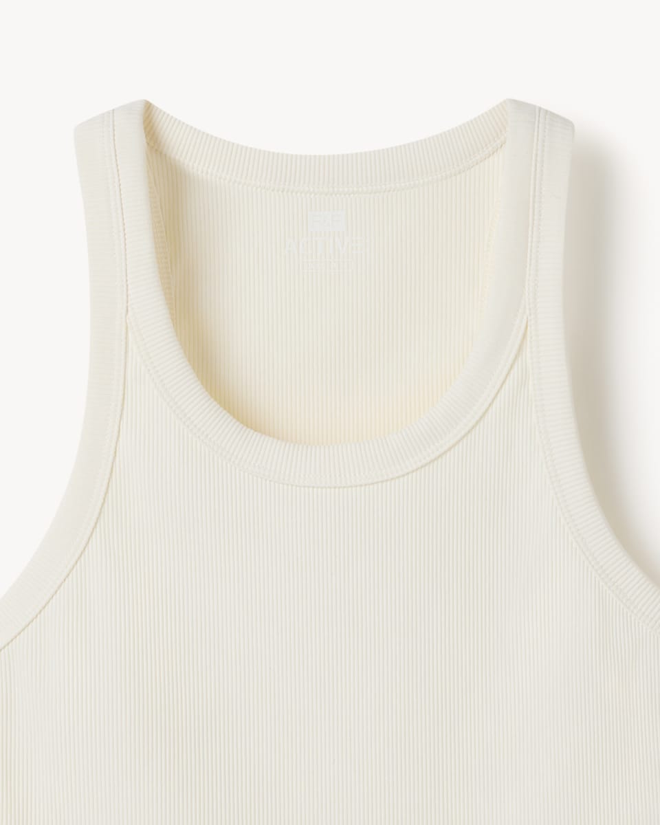 image 1 of F&F Active ULTRASTRETCH Racerback Vest in Cream