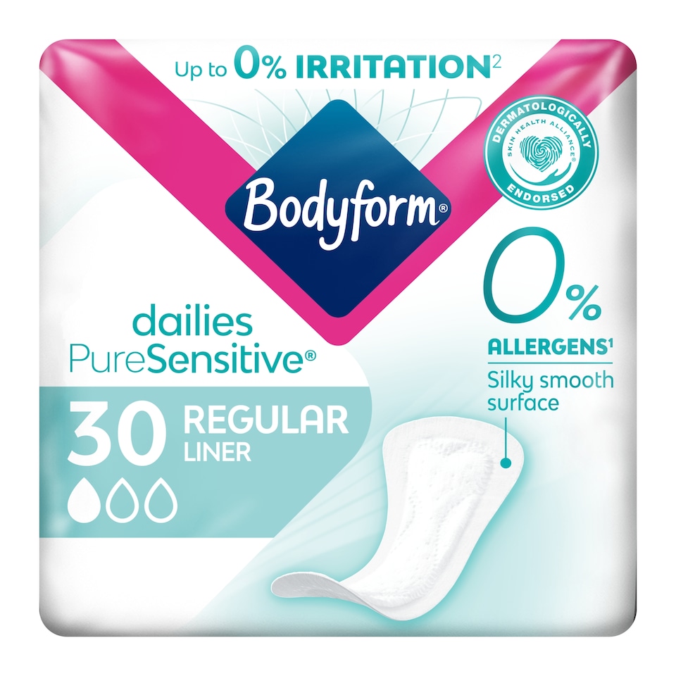 image 1 of Bodyform Pure Sensitive Regular Panty Liners 30 pack