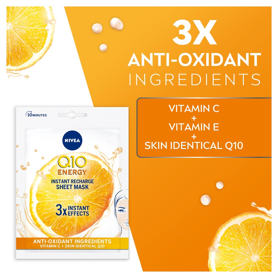 image 1 of Nivea Q10 Vitamin C Sheet Face Mask 1