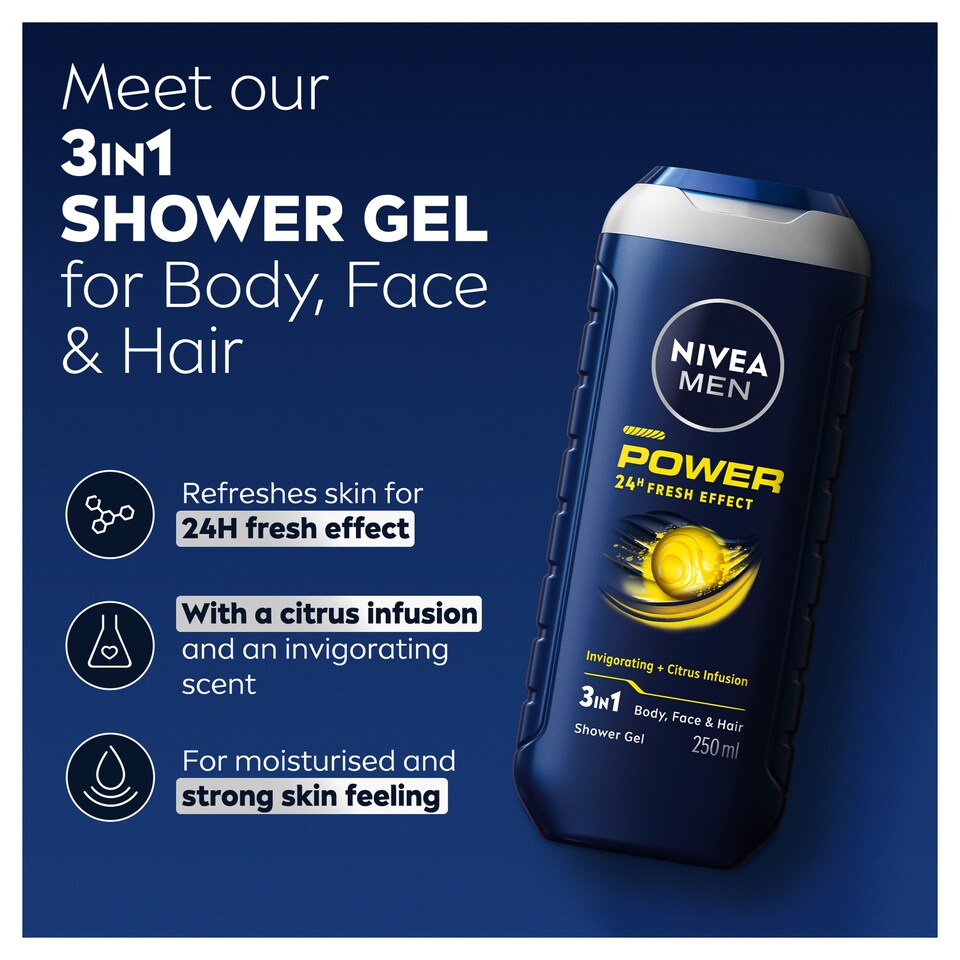 image 1 of Nivea Men Power Refreshing Shower Gel 250Ml