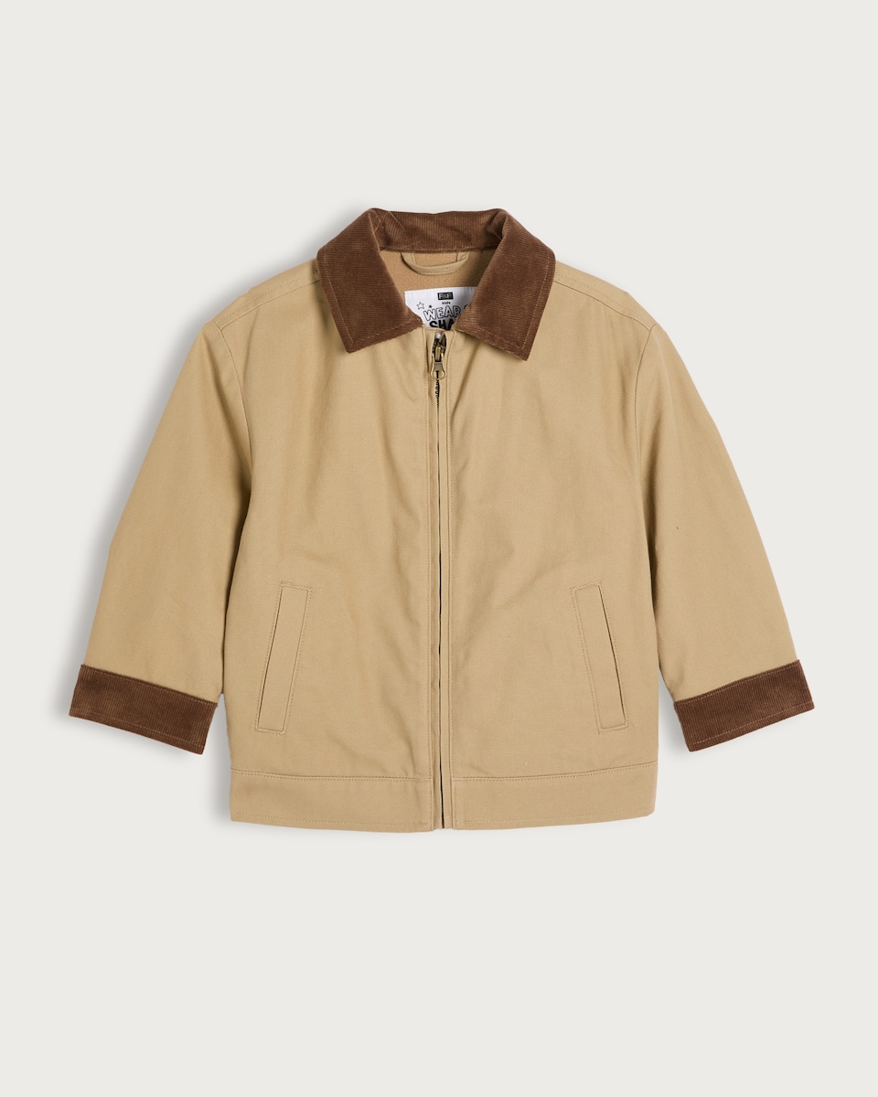 image 1 of F&F Boys Corduroy Collar Jacket in Stone