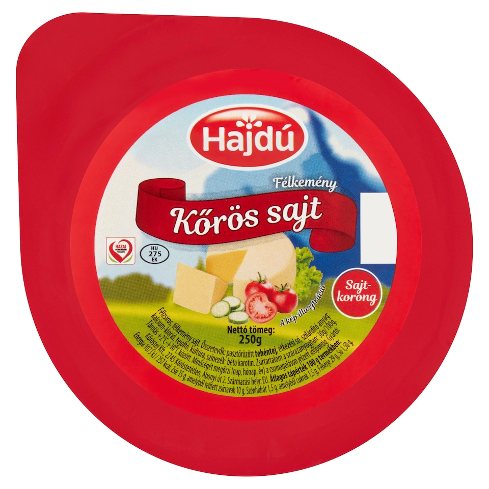 image 1 of Hajdú Kőrös Semi-Fat, Semi-Hard Cheese 250 g