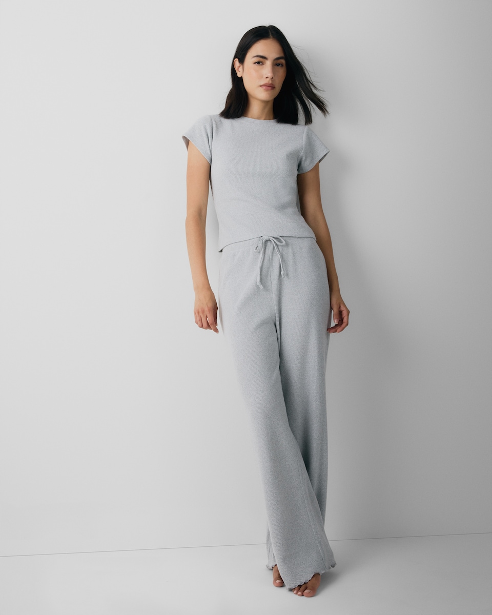 image 1 of F&F Waffle Textured Pyjama Set in Grey