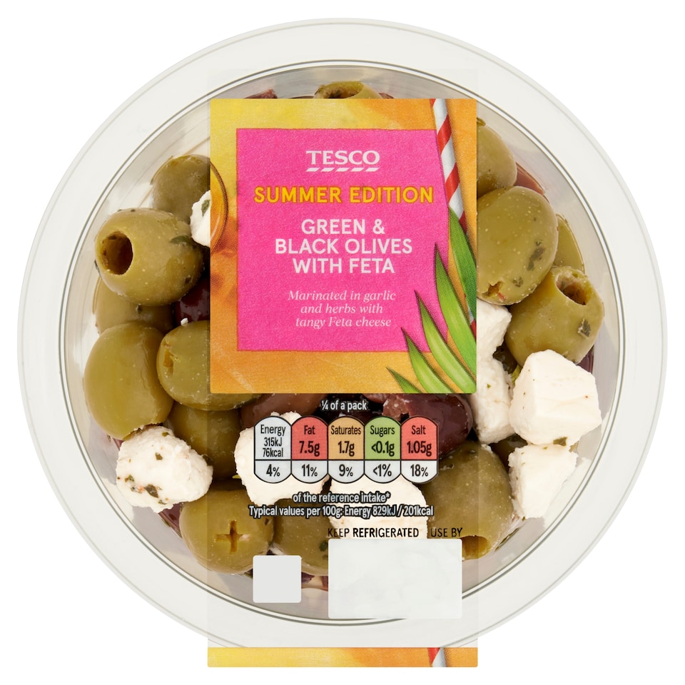Tesco Green & Black Olives with Feta 150g