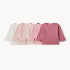 F&F Baby 5-Pack Cotton Rich Ribbed Tops in Pink