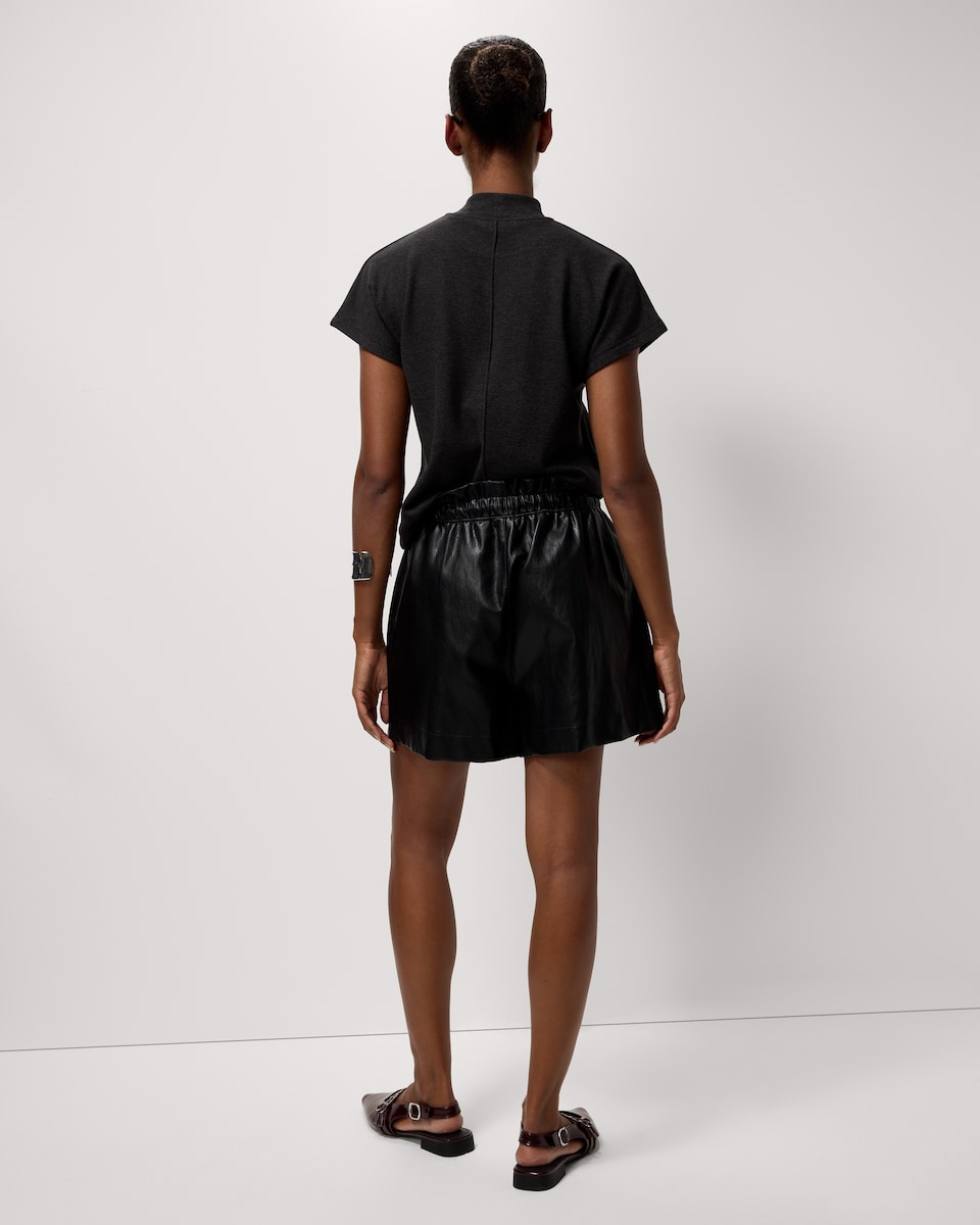 image 1 of F&F Faux Leather Drawstring Shorts in Black
