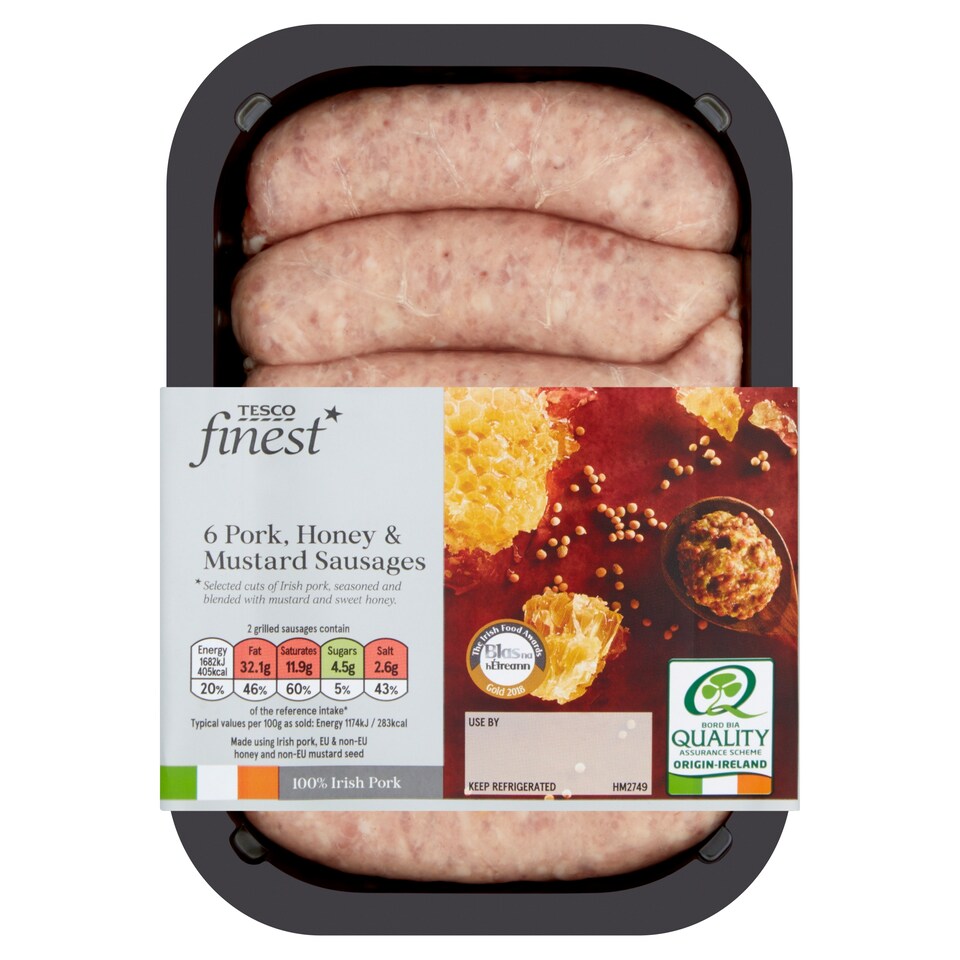 Tesco Finest* Irish Honey And Mustard Sausages 454G
