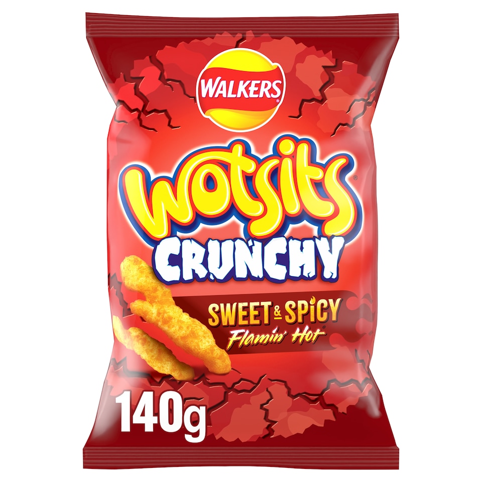 image 1 of Walkers Wotsits Crunchy Flamin' Hot Sharing Bag Crisps 140g