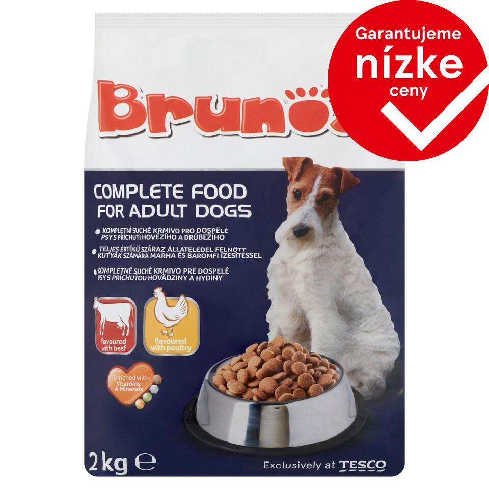 Brunos Complete Food for Adult Dogs with Beef and Poultry Flavour 2 kg