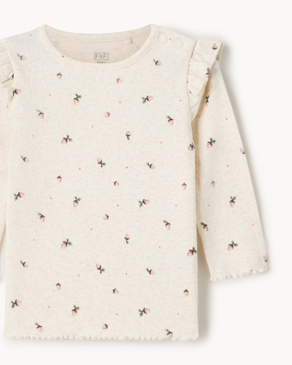 image 1 of F&F Baby 3-Pack Cotton Rich Ribbed Floral Tops in Neutral