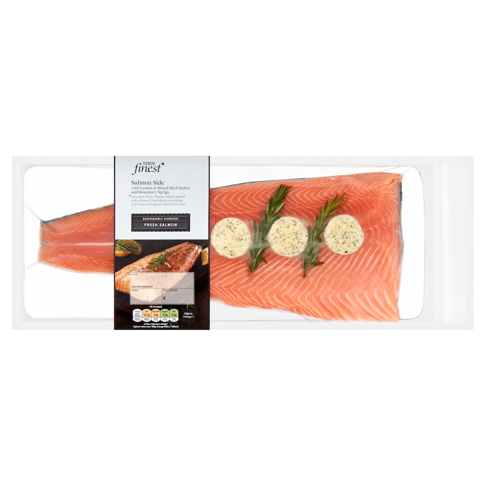 Tesco Finest Salmon Side With Lemon And Herb Butter 650G
