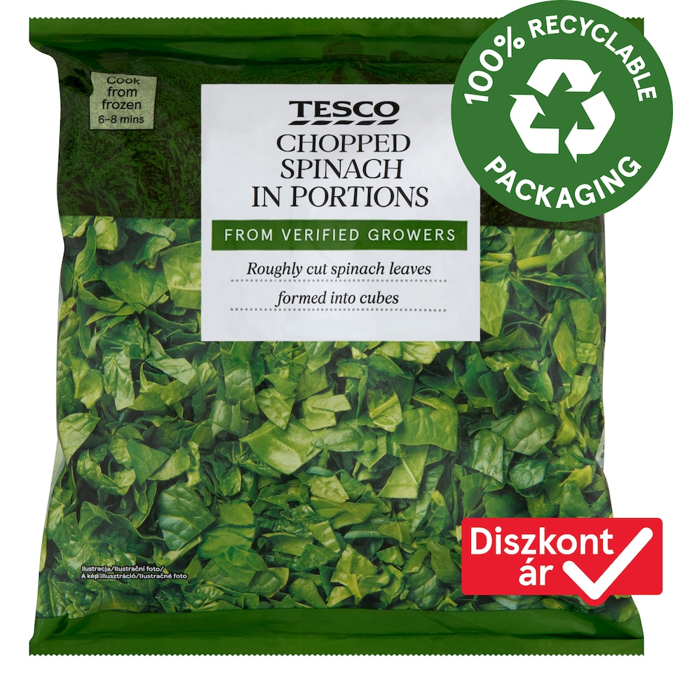 Tesco gyorsfagyasztott aprított spenót adagok 450 g