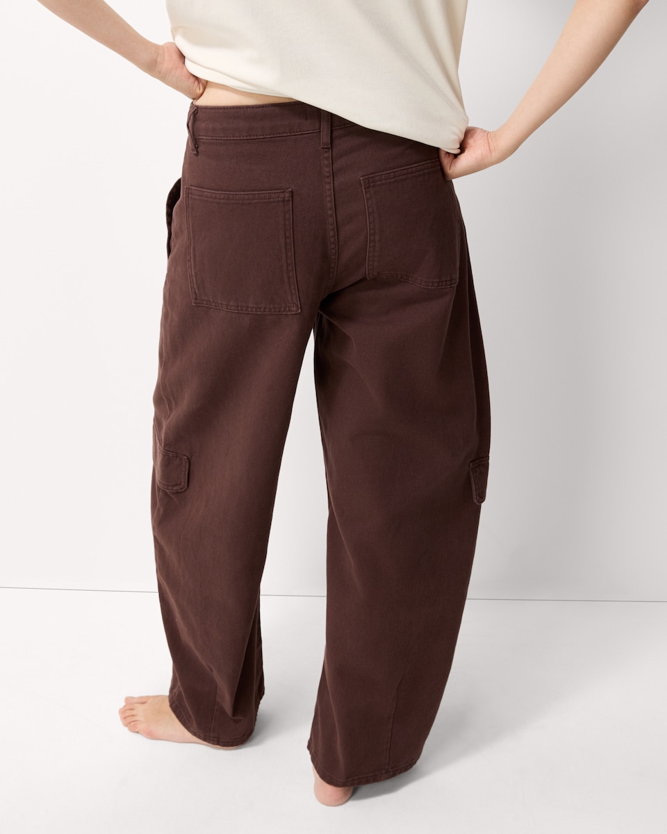 image 1 of F&F Pure Cotton Relaxed Fit Cargo Trousers in Chocolate