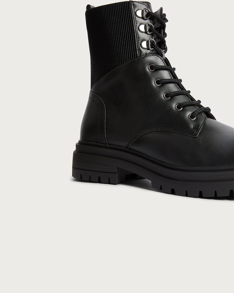 image 1 of F&F Lace Up Ankle Boots in Black