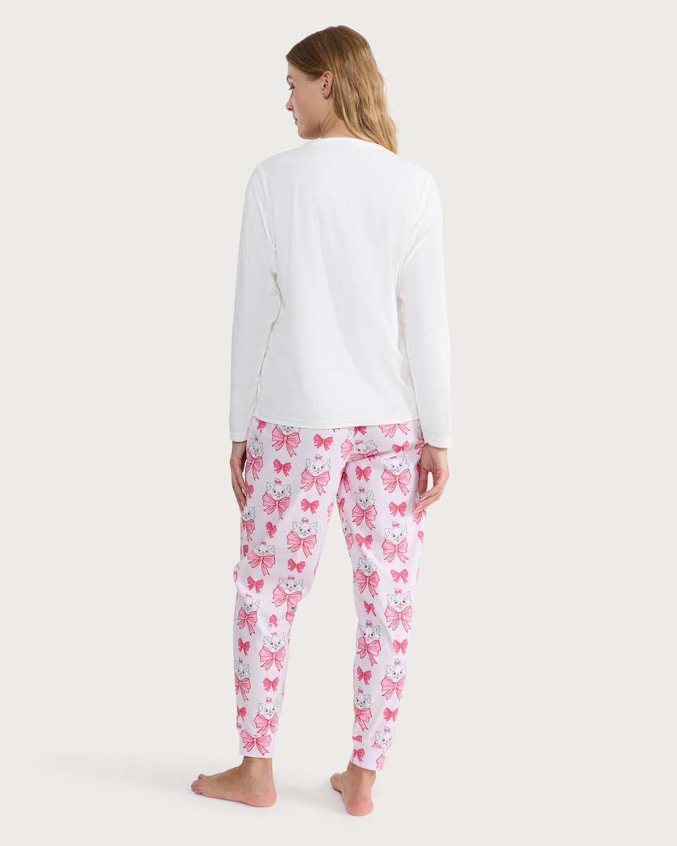 image 1 of Disney Marie Christmas Fleece Top and Trousers Pyjamas in Multi Pink